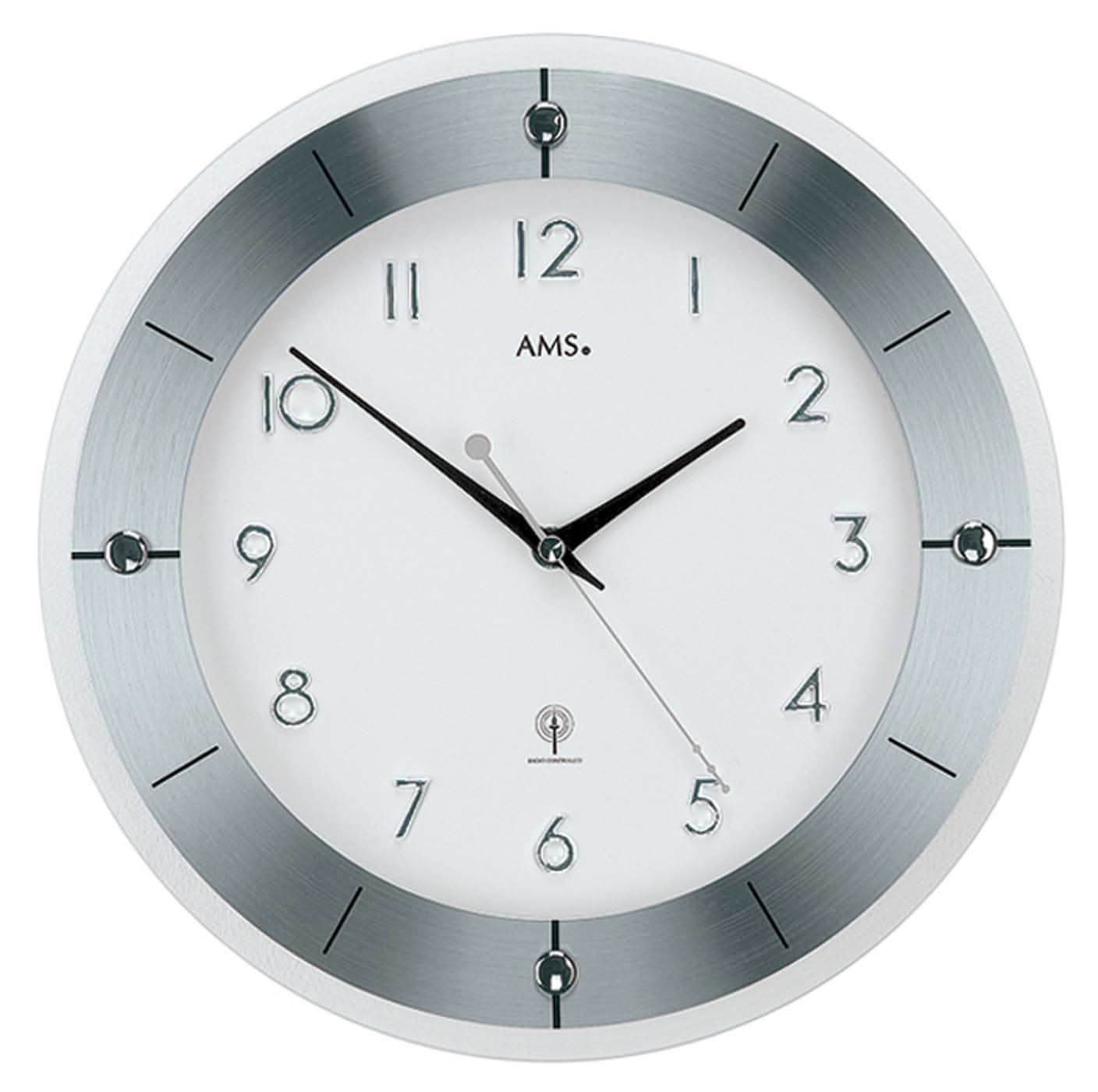 AMS Wanduhr Aluminium • Präzises Funkwerk • Modernes Design