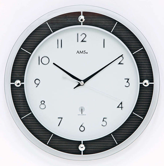 AMS Wanduhr 31x31x4 cm Aluminium • Modernes Design • Präzises Funkuhrwerk