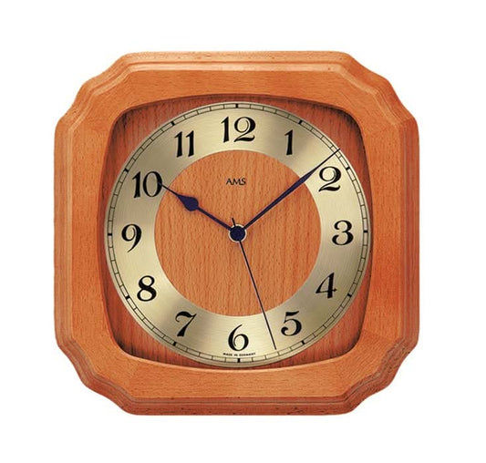 AMS Wanduhr Holz • Funkgesteuert • Lautloses Uhrwerk