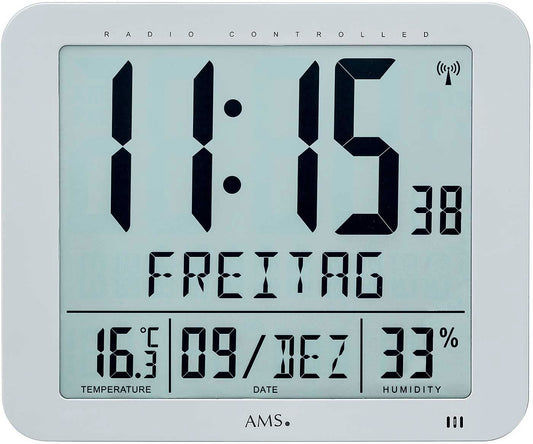 AMS Wanduhr 25x25 cm Kunststoff • Funkgesteuert • Geräuschlos