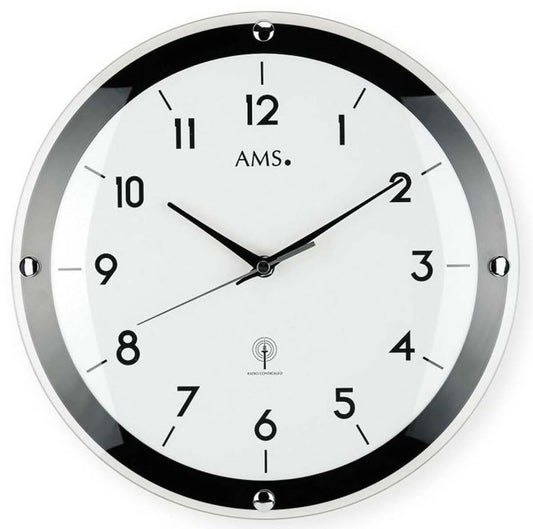 AMS Wanduhr 31x31x4 cm Metall • Funkgesteuert • Modernes Design