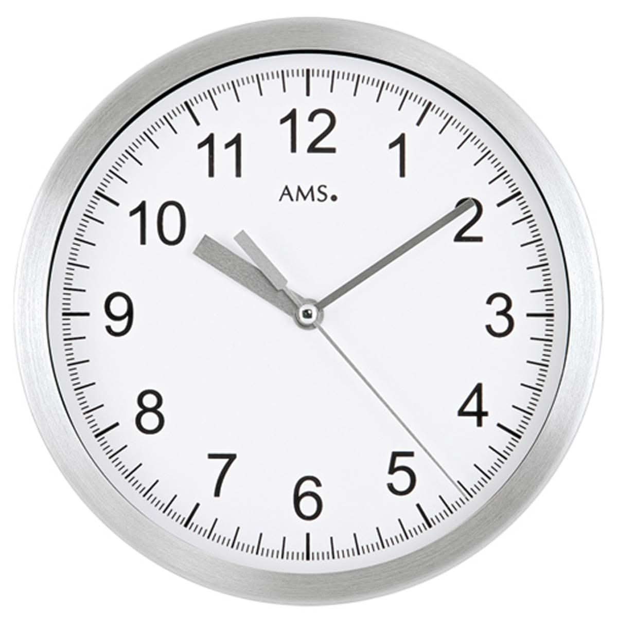 AMS Wanduhr 20 cm Ø Aluminium • Funkuhrwerk • Arabische Zahlen