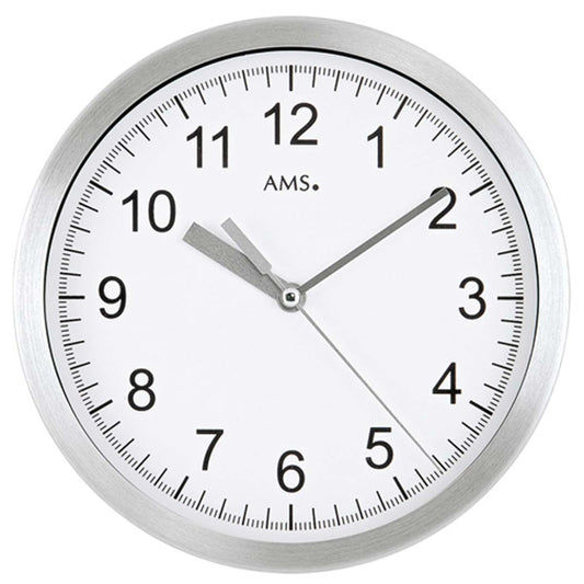 AMS Wanduhr 20 cm Ø Aluminium • Funkuhrwerk • Arabische Zahlen