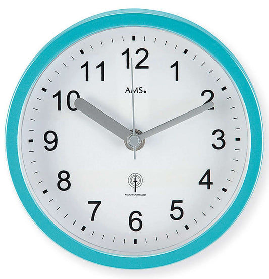 AMS Wanduhr 16 cm Ø Kunststoff • Funkgesteuert • Ideal für das Badezimmer