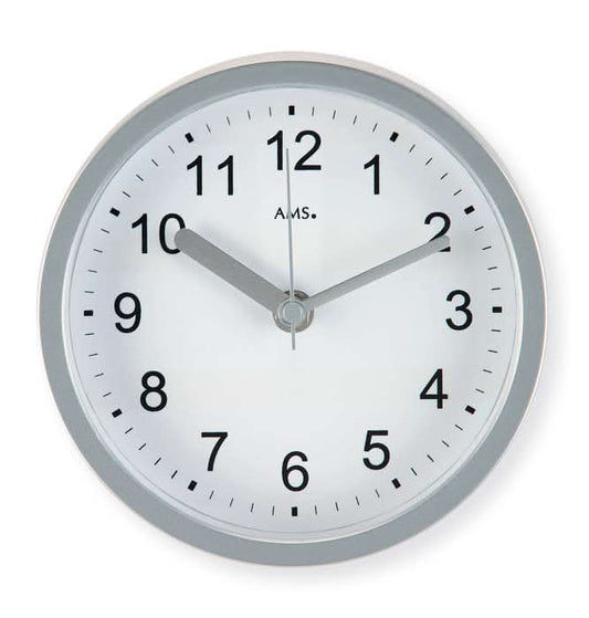 AMS Wanduhr 16x16x5 cm Kunststoff • Funkgesteuert • Badezimmer geeignet