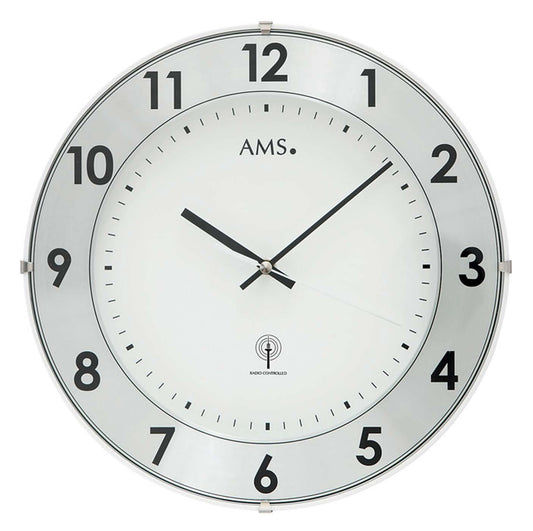 AMS Wall Clock 30 cm Ø Plastic • Radio Controlled • Modern Design
