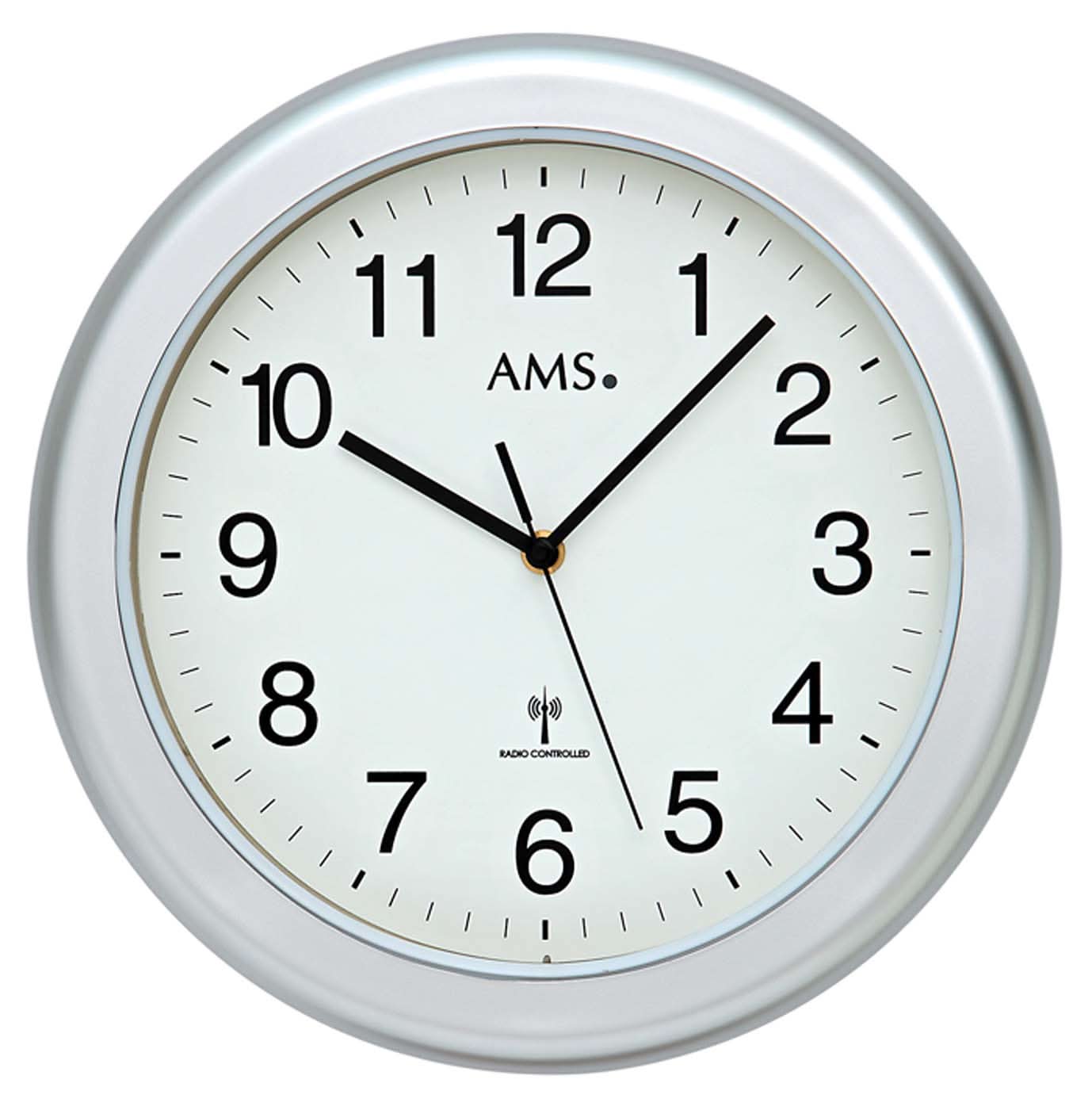 AMS Wanduhr 30 cm Ø Kunststoff • Funkgesteuert • Modernes Design