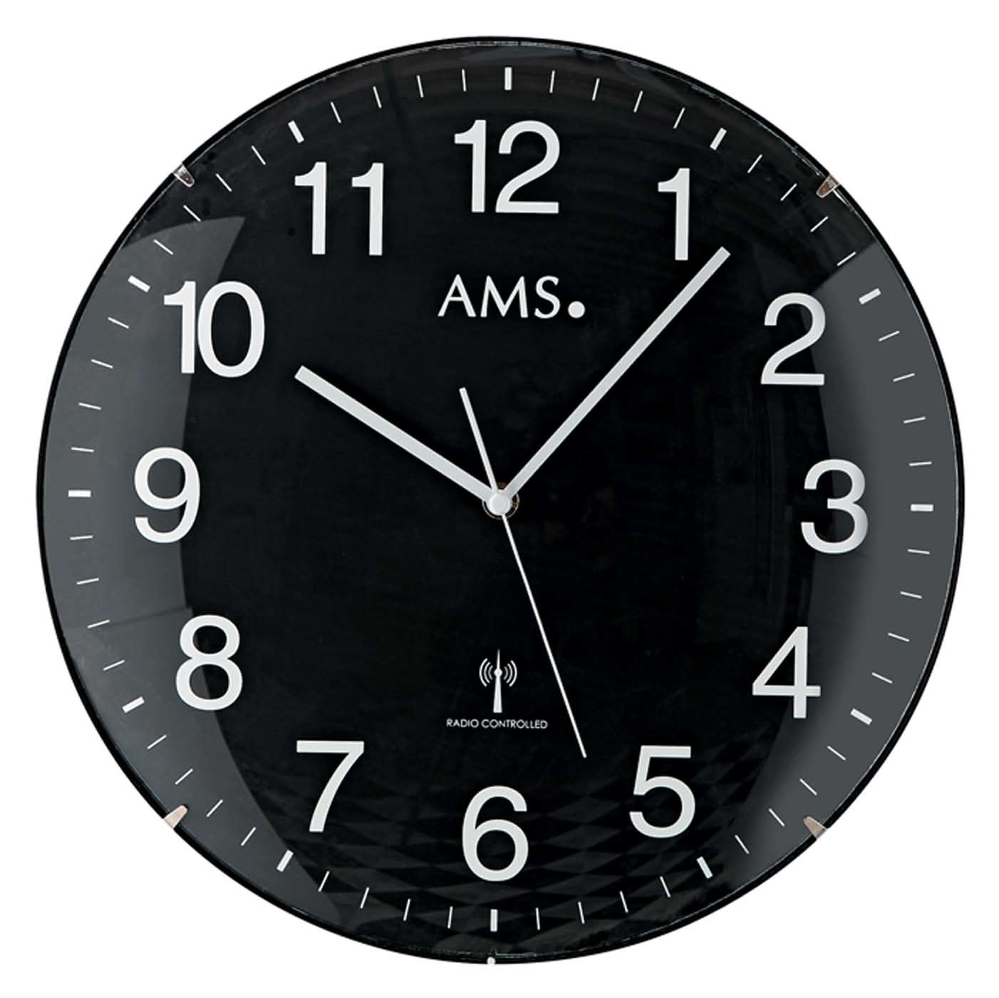 AMS Wanduhr 32 cm Ø Kunststoff • Funkgesteuert • Zeitloses Design