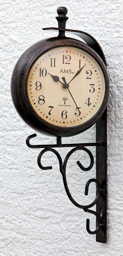 AMS Wanduhr 38x18x10 cm Metall • Funk • Vintage