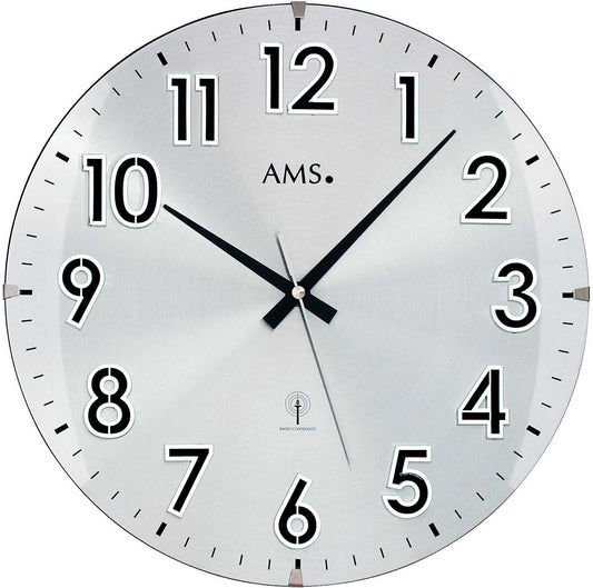 AMS Wall Clock 32 cm Ø Wood • Radio-controlled • Modern Design