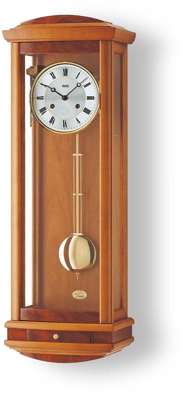 AMS Wall Clock 65x24x15 cm Wood • Mechanical 14-day movement • Chime shut-off