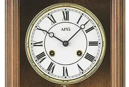 AMS Wanduhr 53x27x13 cm Holz • Mechanisches 14-Tage-Uhrwerk • Manuelle Schlagabschaltung