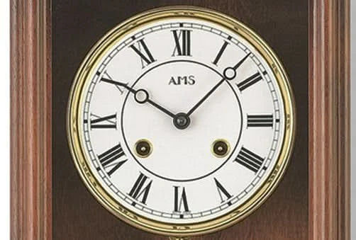 AMS Wanduhr 53x27x13 cm Holz • Mechanisches 14-Tage-Werk • Westminster Melodie