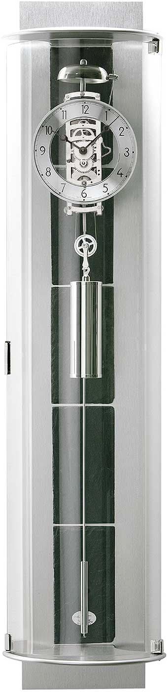 AMS Wanduhr 90x21x17 cm Aluminium und Glas • Mechanisches 8-Tage Uhrwerk • Moderner Regulator