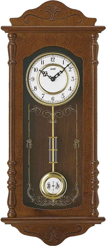 AMS Wanduhr 50x27x8 cm Nussbaum • Quarz Uhrwerk • Westminster Melodie