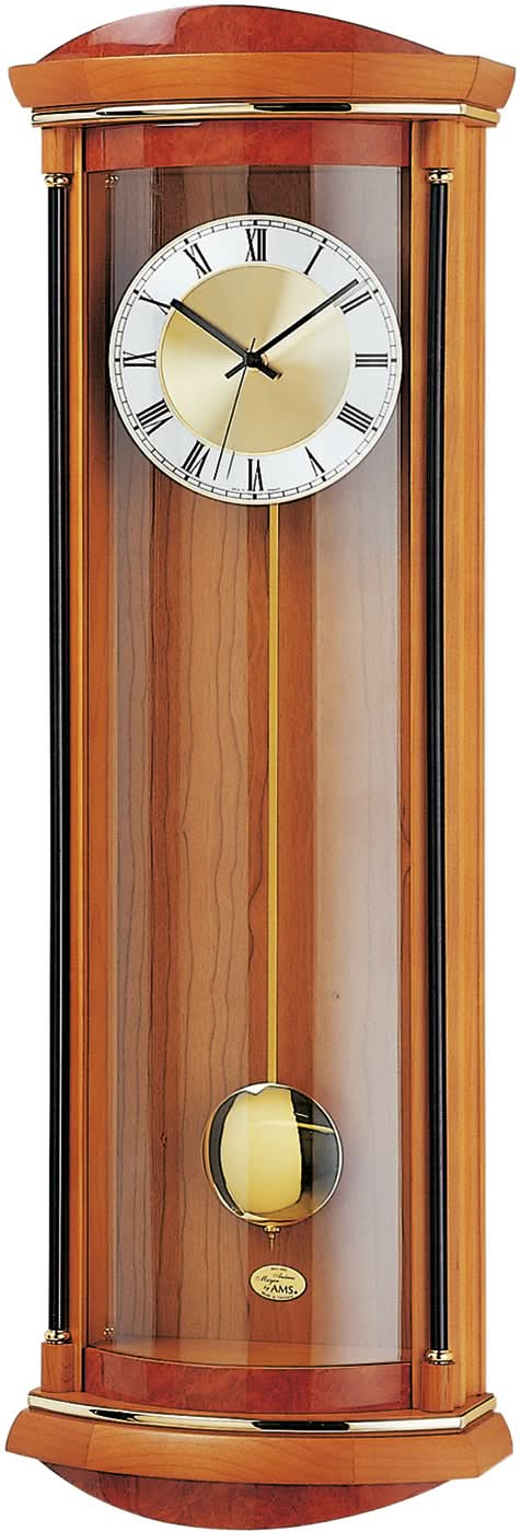 AMS Wall Clock 71x21x10 cm Wood • Westminster Chime • Elegant Cherrywood Look