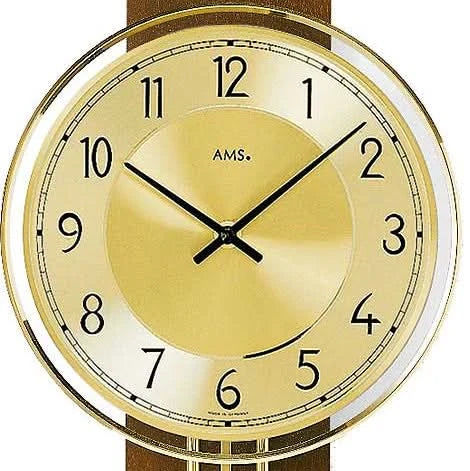 AMS Wanduhr 60x22x7 cm Holz • Präzises Quarz Uhrwerk • Elegantes Pendeldesign
