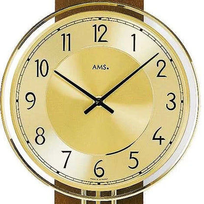 AMS Wanduhr 60x22x7 cm Holz • Präzises Quarz Uhrwerk • Elegantes Pendeldesign