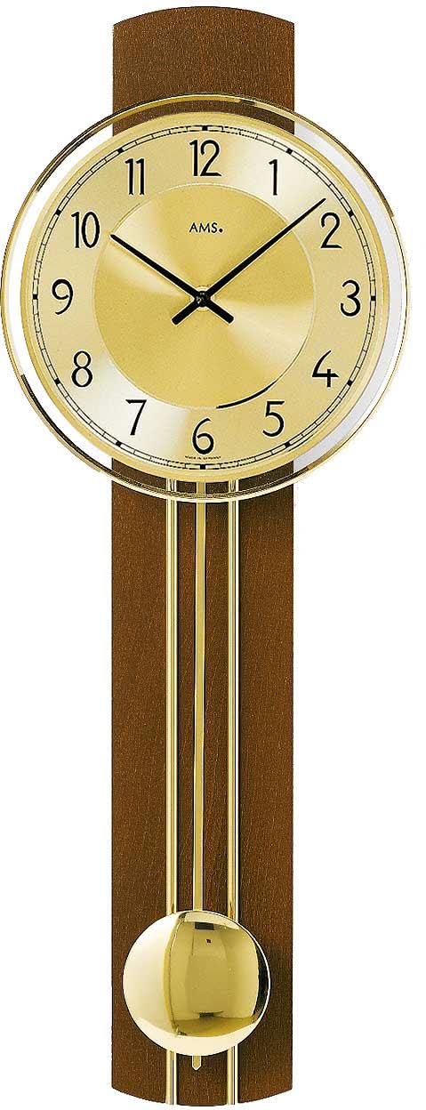 AMS Wanduhr 60x22x7 cm Holz • Präzises Quarz Uhrwerk • Elegantes Pendeldesign