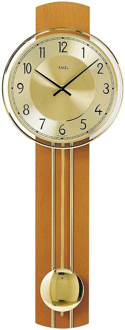 AMS Wanduhr 60x22x7 cm Holz • Präzises Quarzwerk • Klassisches Design
