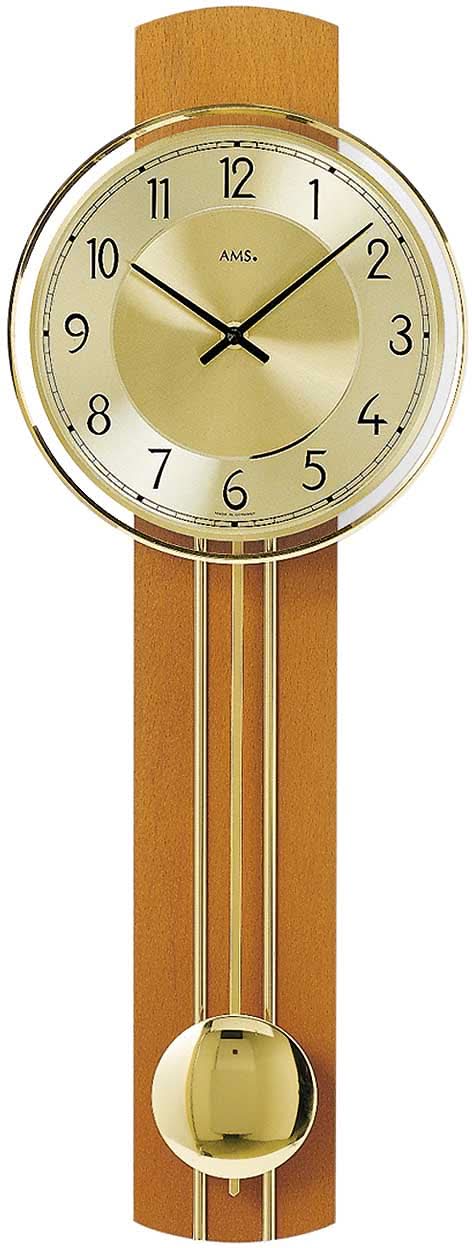 AMS Wanduhr 60x22x7 cm Holz • Präzises Quarzwerk • Klassisches Design