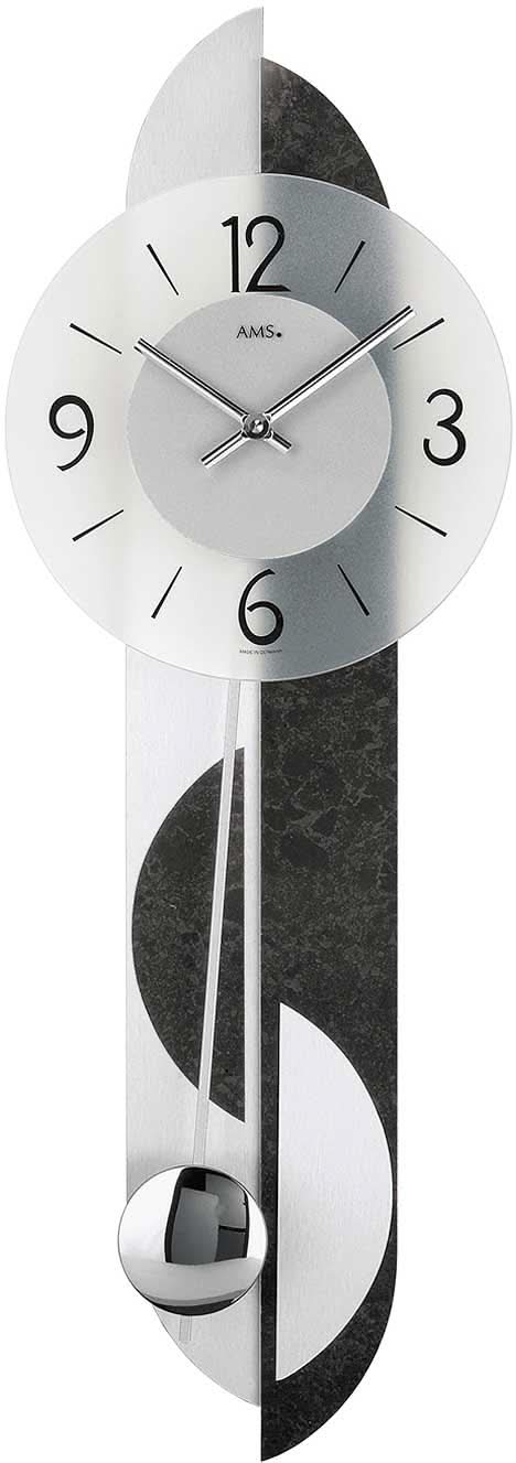 AMS Wanduhr 69x23x7 cm Glas • Moderner Stil • Mit Pendel