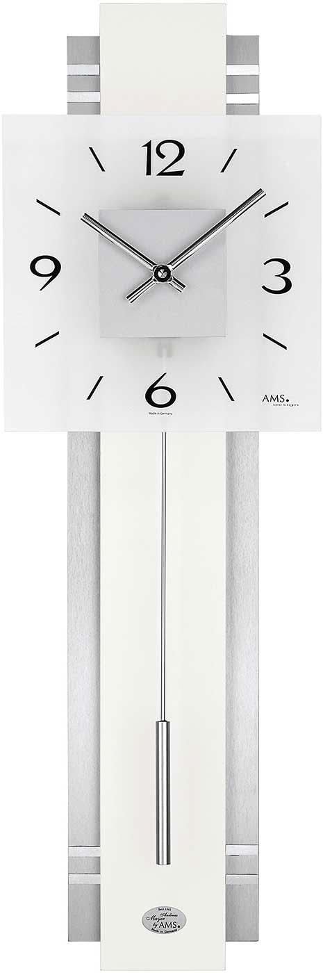AMS Wanduhr 68x22x7 cm Aluminium • Modernes Design • Geräuschloses Quarzwerk