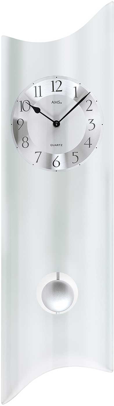 AMS Wanduhr 68x19x5 cm Glas • Quarz Pendel • Geräuschlos