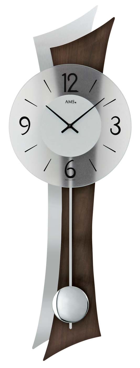 AMS Wanduhr 70x23x8 cm Holz • Modernes Design • Quarzuhrwerk