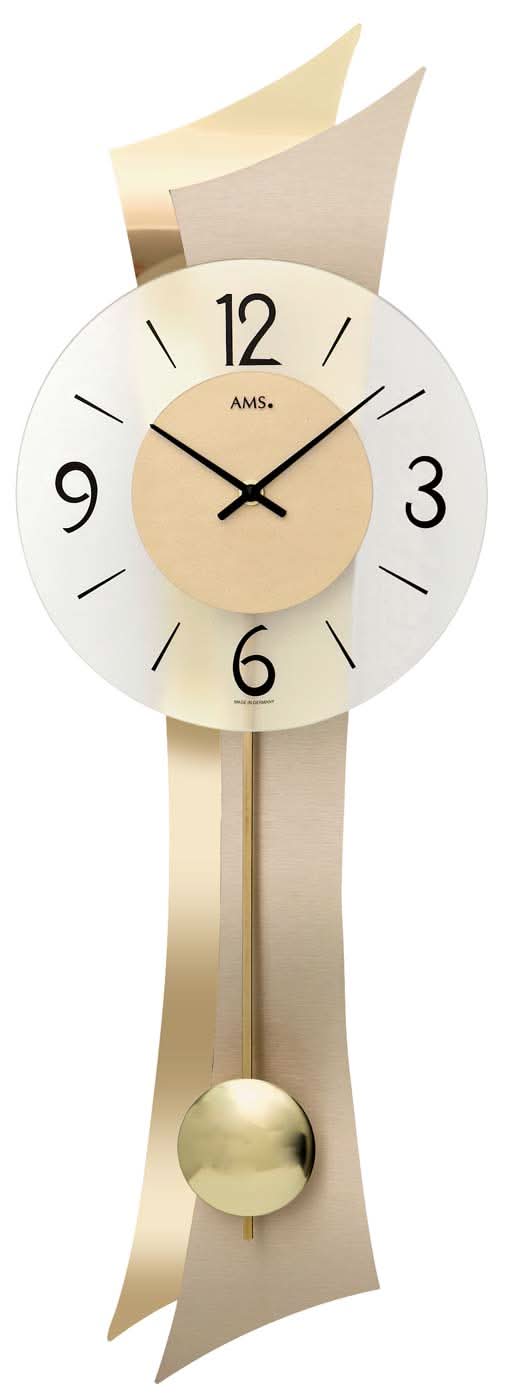 AMS Wanduhr 70x23x8 cm Holz • Lautloses Quarzwerk • Modernes Design