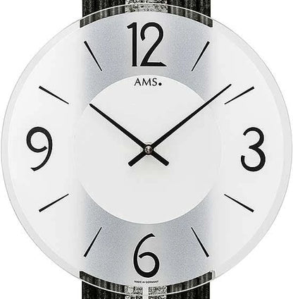 AMS Wanduhr 62x23x6 cm Holz • Quarzwerk • Mit Pendel