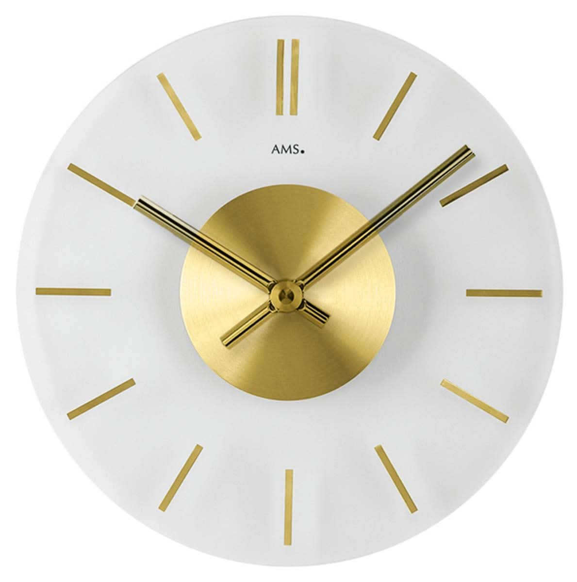 AMS Wanduhr 30x30x4 cm Glas • Quarzuhrwerk • Made in Germany