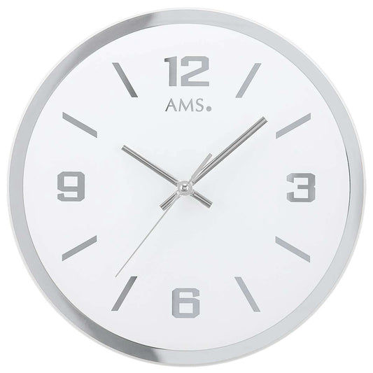 AMS Wanduhr 27x27x4 cm Glas • Lautloses Quarzwerk • Modernes Design