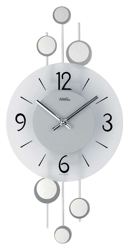 AMS Wanduhr 47x23x5 cm Glas • Leises Quarzwerk • Modernes Design