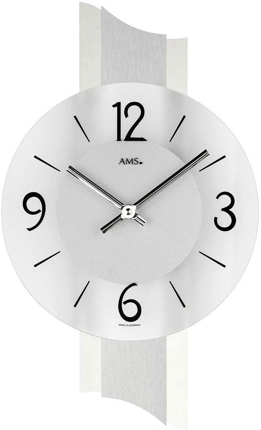 AMS Wanduhr 40x23x6 cm Glas • Modernes Design • Präzises Quarzwerk