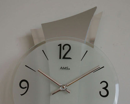 AMS Wanduhr 43x23x6 cm Metall • Geräuschloses Quarzwerk • Modernes Design