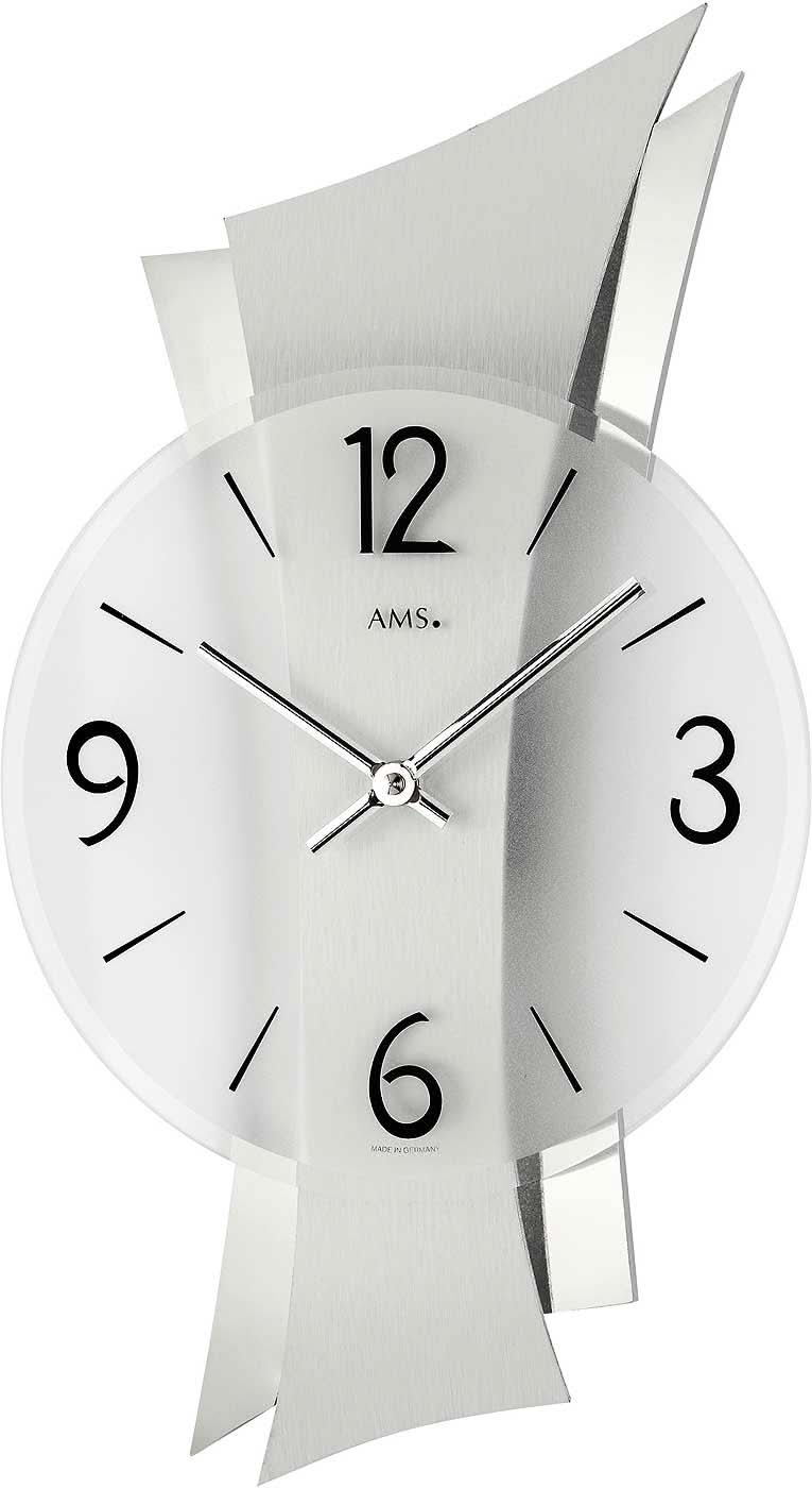 AMS Wanduhr 43x23x6 cm Metall • Geräuschloses Quarzwerk • Modernes Design