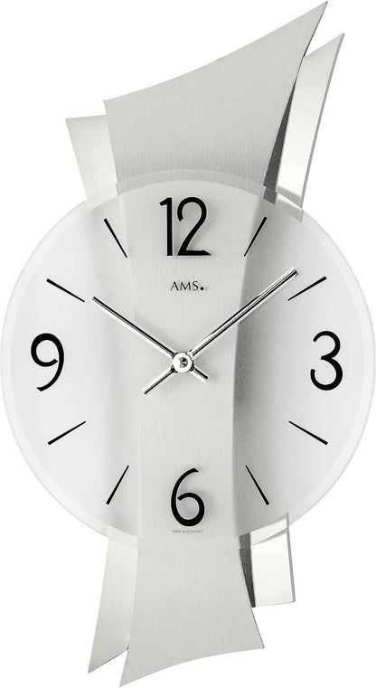 AMS Wanduhr 43x23x6 cm Metall • Geräuschloses Quarzwerk • Modernes Design