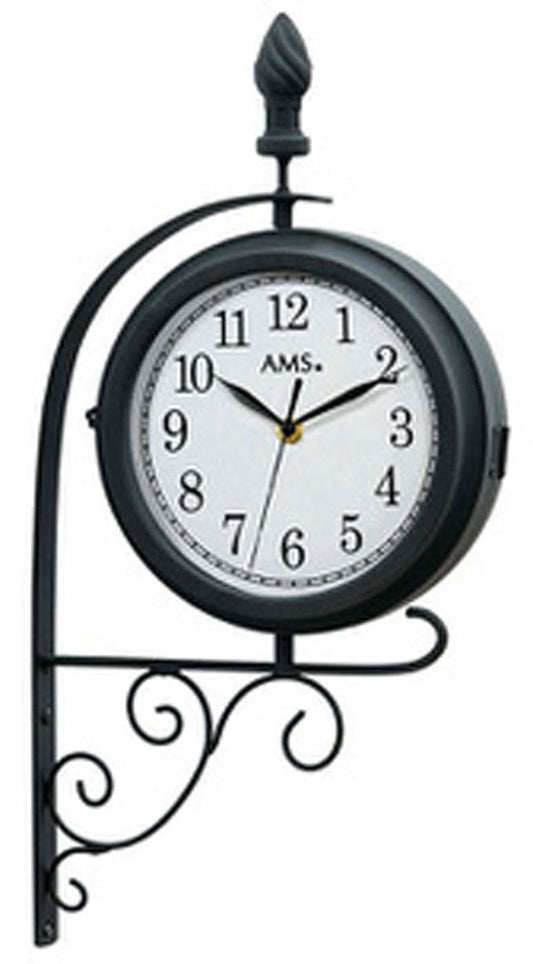 AMS Wanduhr 54x24x9 cm Metall • Doppelseitig • Geräuschlos