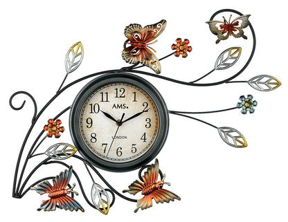 AMS Wall Clock 57x43x5 cm Metal • Filigree metal appliqués • Silent quartz movement