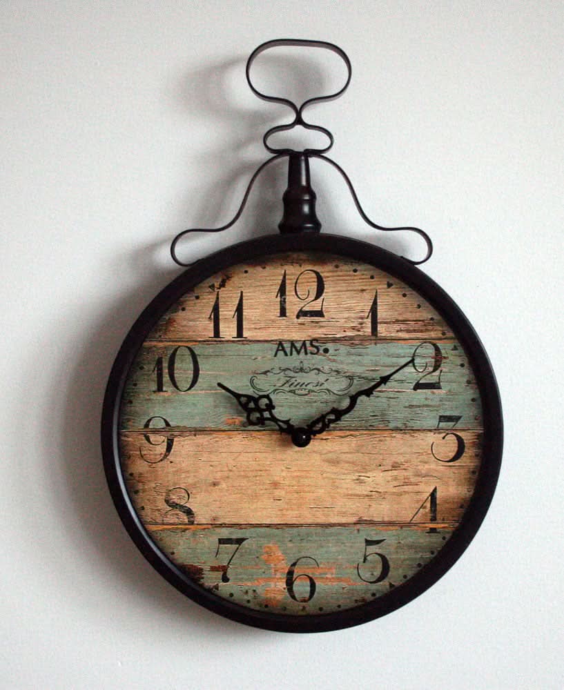 AMS Wanduhr 47x32x6 cm Metall • Geräuschloses Quarzwerk • Modernes Design