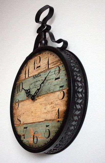 AMS Wanduhr 47x32x6 cm Metall • Geräuschloses Quarzwerk • Modernes Design