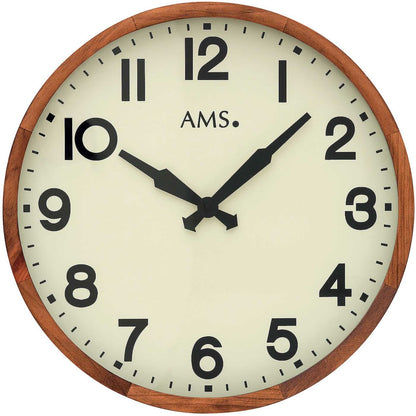 AMS Wanduhr 40 cm Ø Holz • Geräuschlos • Zeitlos