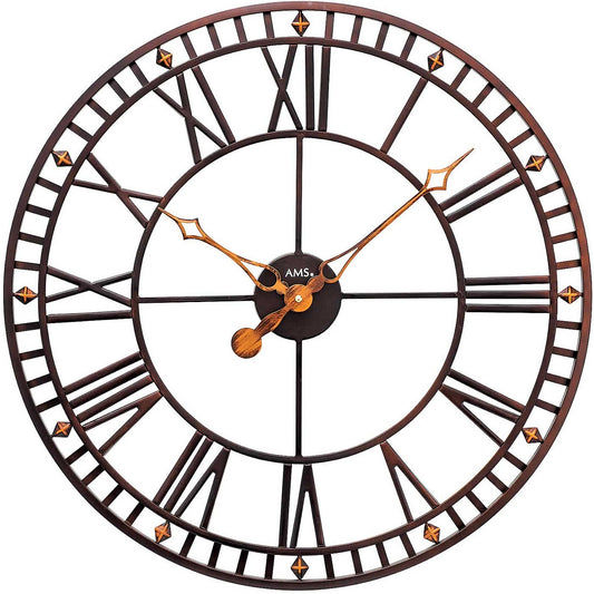 AMS Wanduhr 60x60x5 cm Metall • Lautloses Quarzwerk • Modernes Design