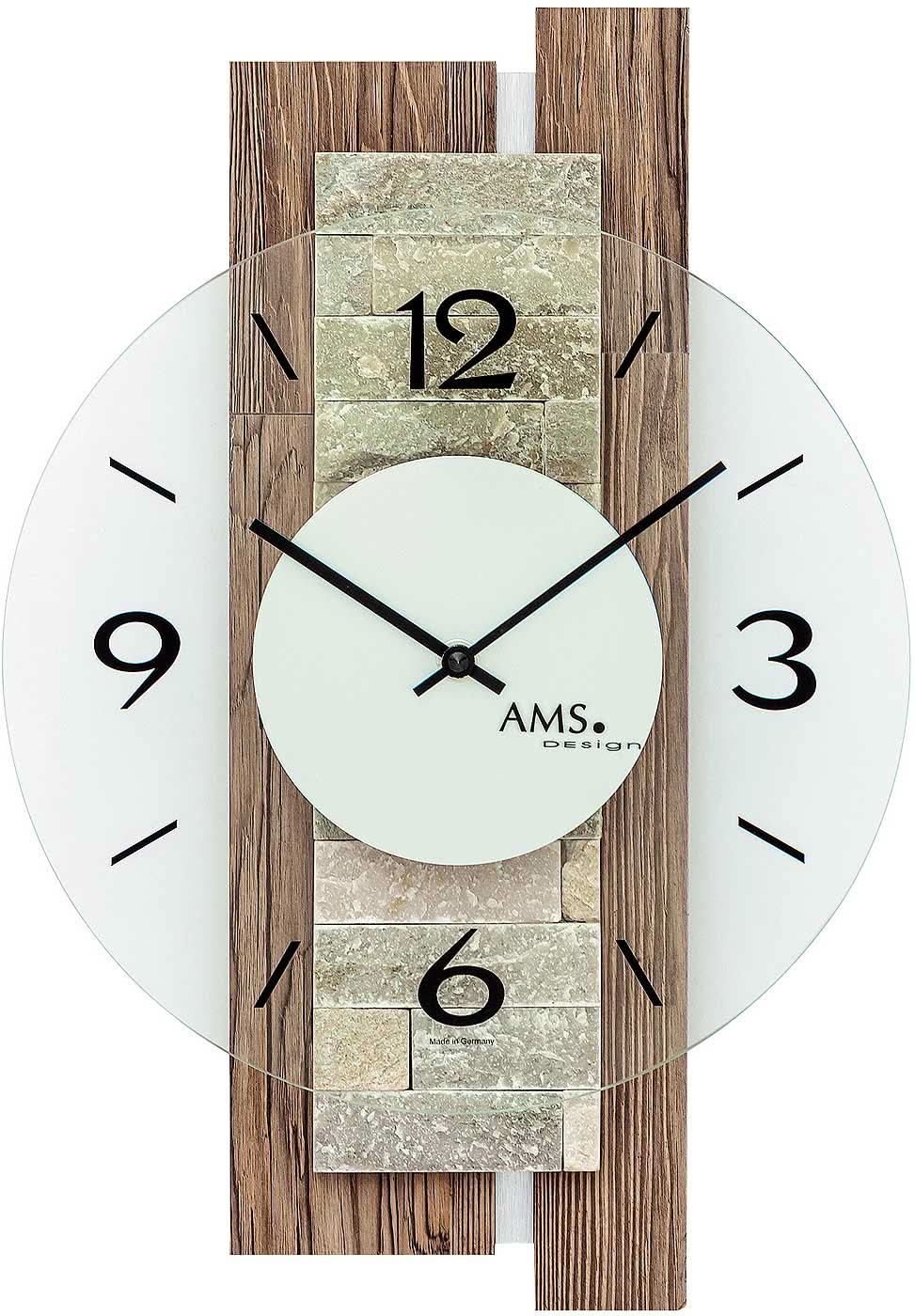 AMS Wall Clock 40x28x6 cm Wood • Silent Quartz Movement • Modern Design