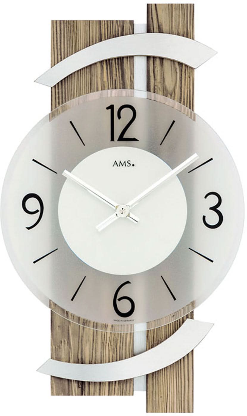 AMS Wall Clock 40x23x6 cm Wood • Silent Quartz Movement • Elegant Design