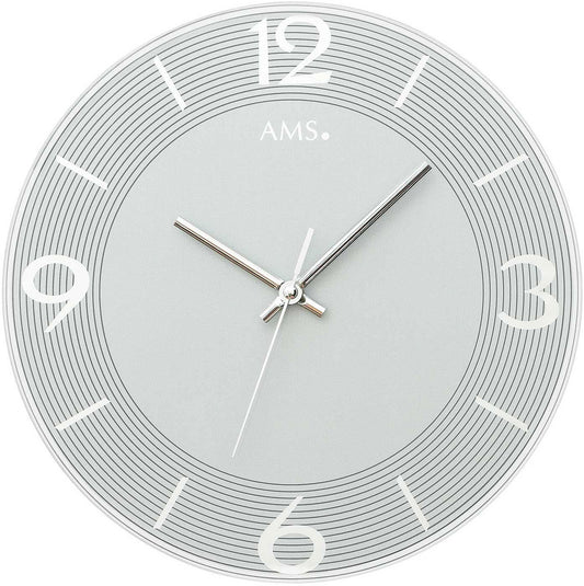 AMS Wanduhr 30x30x3 cm Glas • Geräuschlos • Modernes Design • Spiegelglas-Effekt