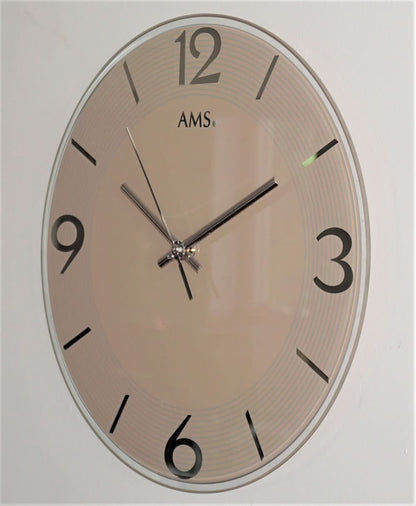 AMS Wanduhr 30x30x3 cm Glas • Quarz Uhrwerk • Modernes Design