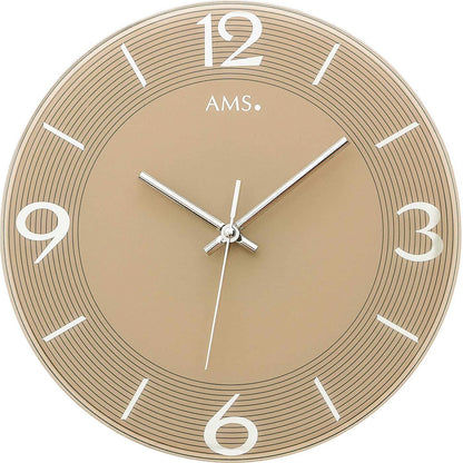 AMS Wanduhr 30x30x3 cm Glas • Quarz Uhrwerk • Modernes Design