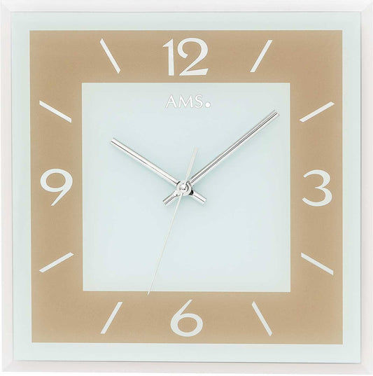 AMS Wanduhr 30x30x3 cm Glas • Geräuschlos • Modernes Design